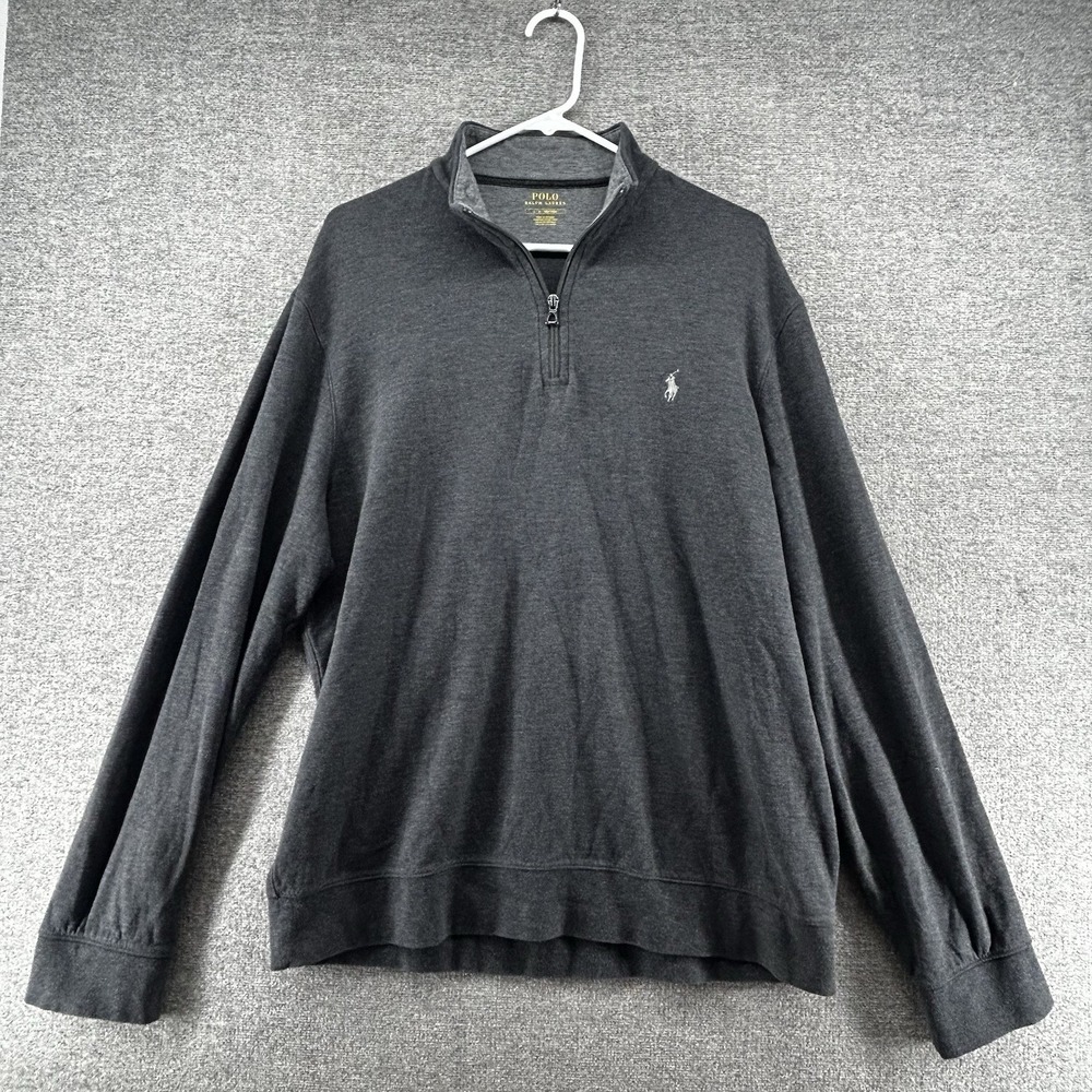 Polo‎ Ralph Lauren 1/4 Zip Pullover Sweater Men Size Large Gray Casual